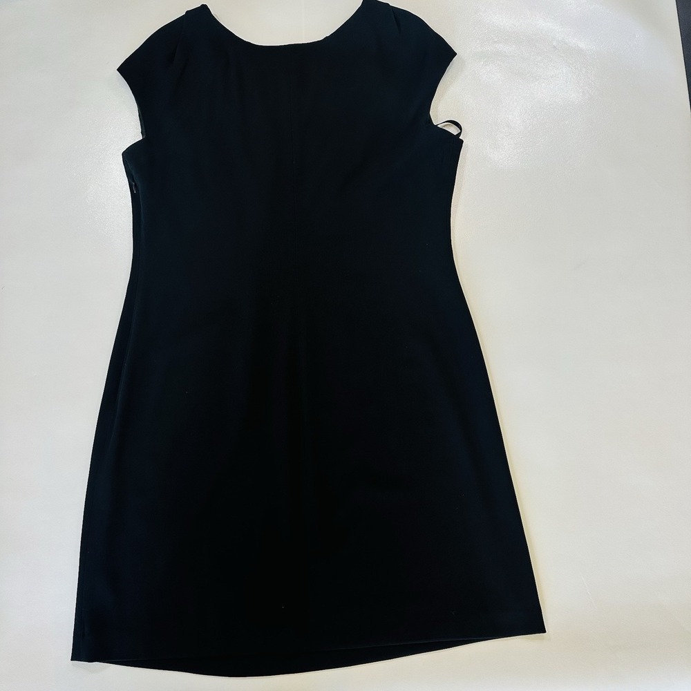 Talbots Women's Black Midi Dress Size 18 Sleeveless Round Neck Side Zip - Picture 5 of 9